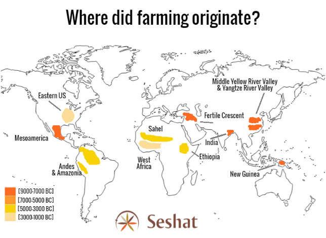 locations of the invention of
          agriculure