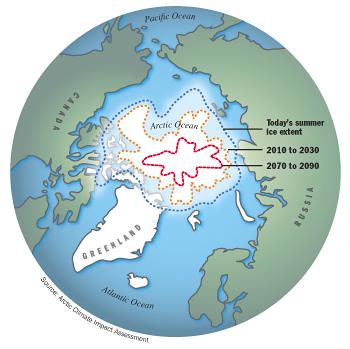 shrinking of polar ice cap