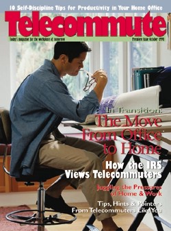 magazine cover: man working at home