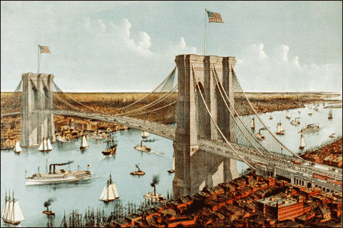 Currier
          and Ives Print of the Brooklyn Bridge