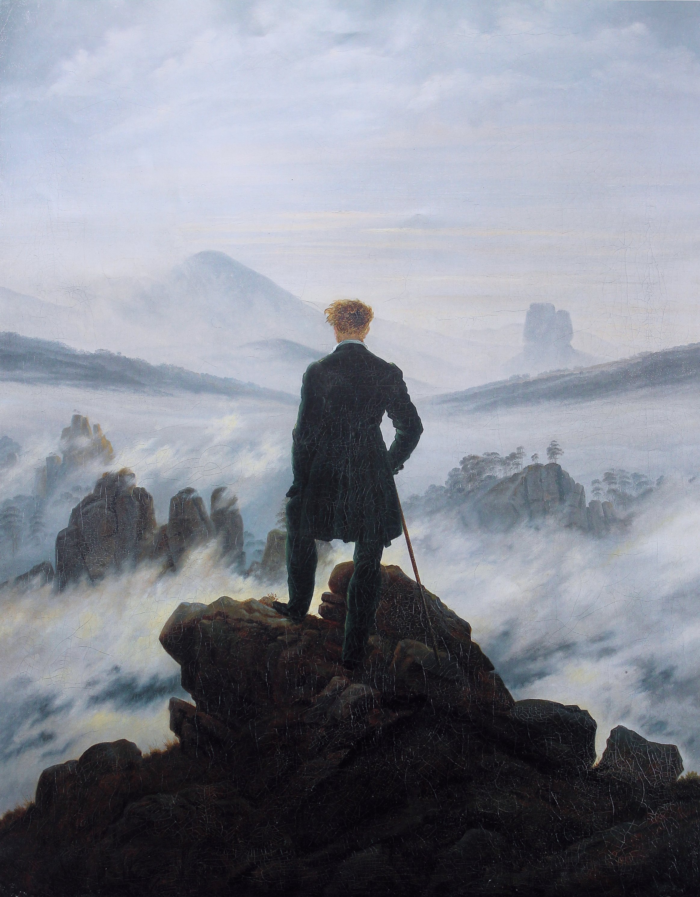 painting of a man on a mountaintop