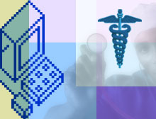 computer and medical symbol