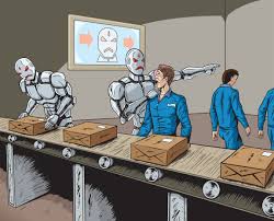 Robots replacing assembly line
            workers