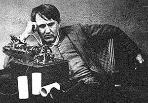 Thomas Edison contemplating a machine