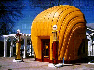 gas station
                in the shape of a shell