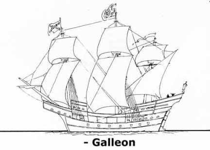 ship
            with several sails, square and lanteen