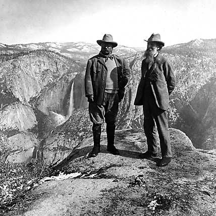 Muir and Teddy
              Roosevelt on a mountain top