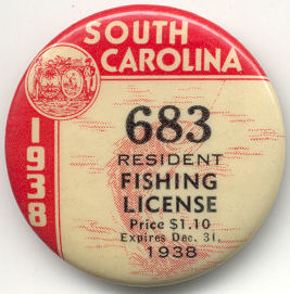button style fishing licence from 1938