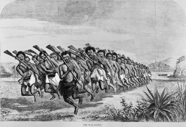 Maori war dance with guns