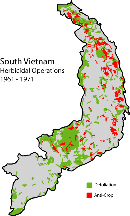 map of herbicide use in Vietnam