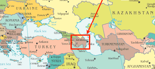 map showing Azurbaijan