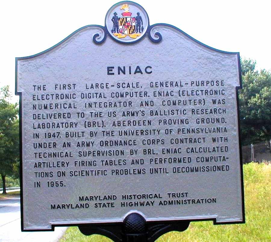 Eniac historic marker