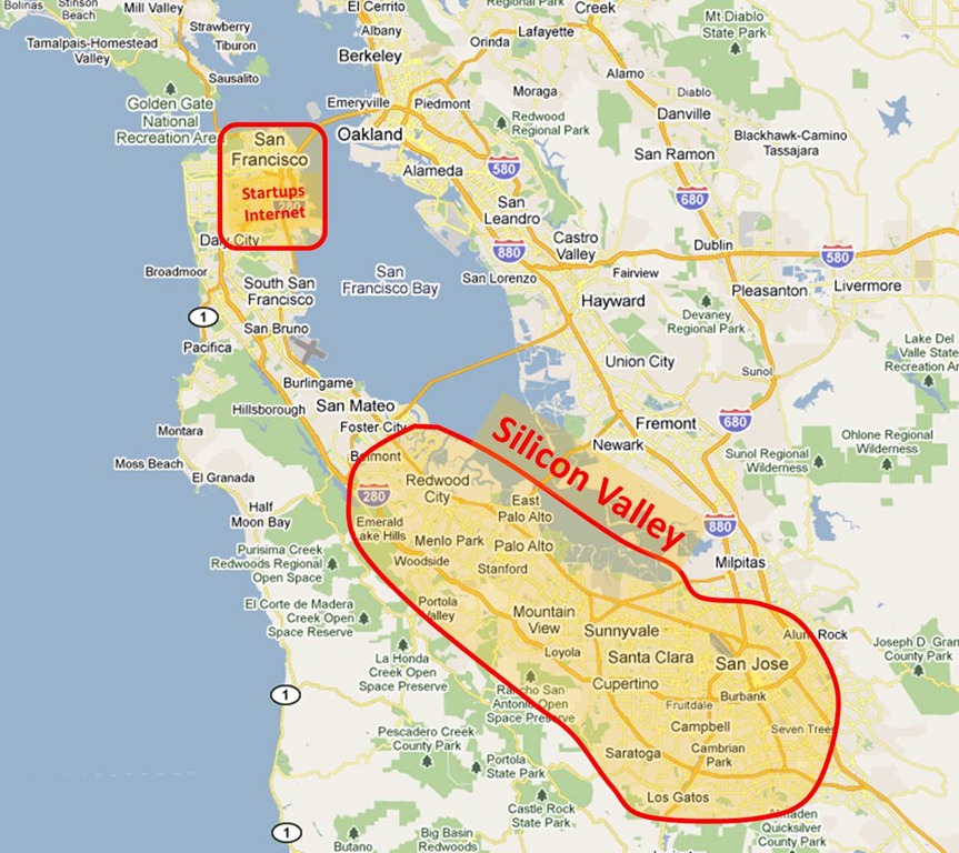 map showing Silicon
          Valley
