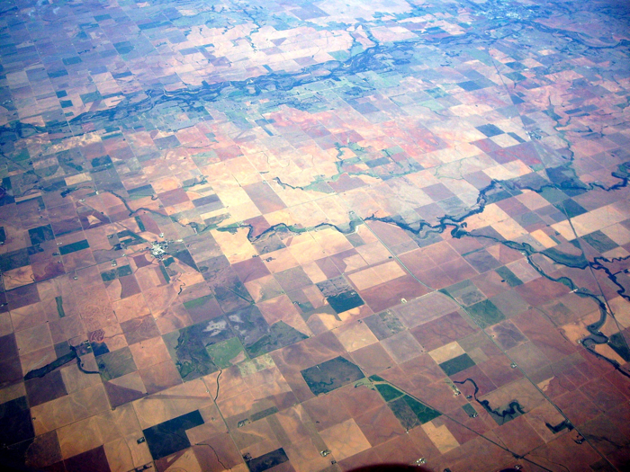 aerial photo of fields showing the grid layout