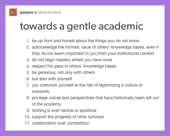 suggestions for being a gentle academic